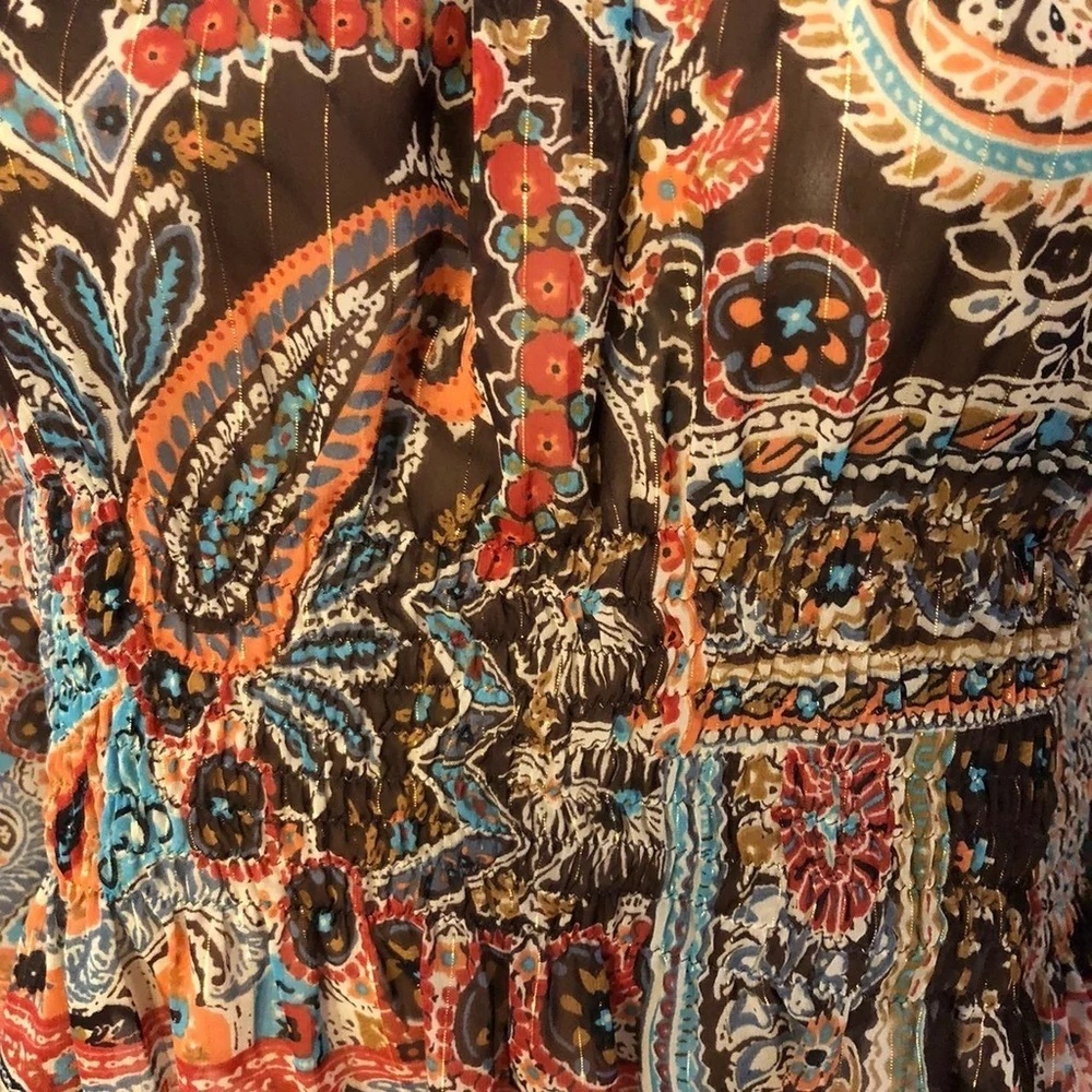VTG Jordache Boho Sz Sm, Sheer Artsy Top with off shoulder & Bat Wing Sleeves - Picture 7 of 7